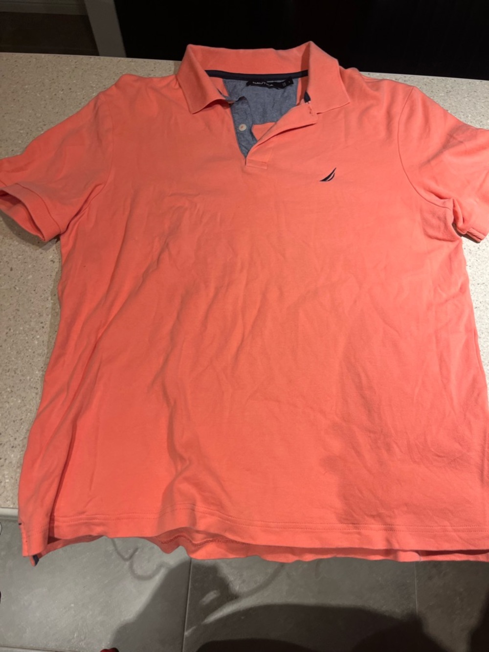 Nautica Men's Coral-Orange Polo with Contrast Trim